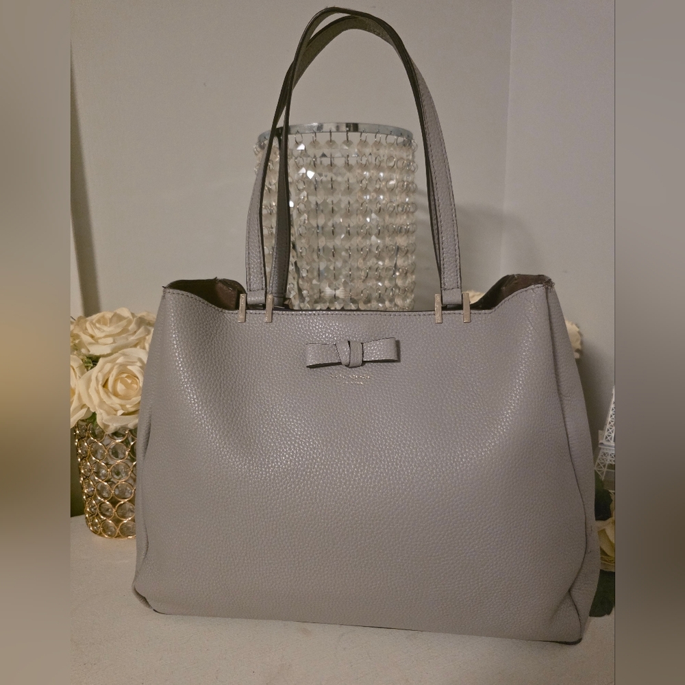 Kate Spade Gray Tote with Bow Accent